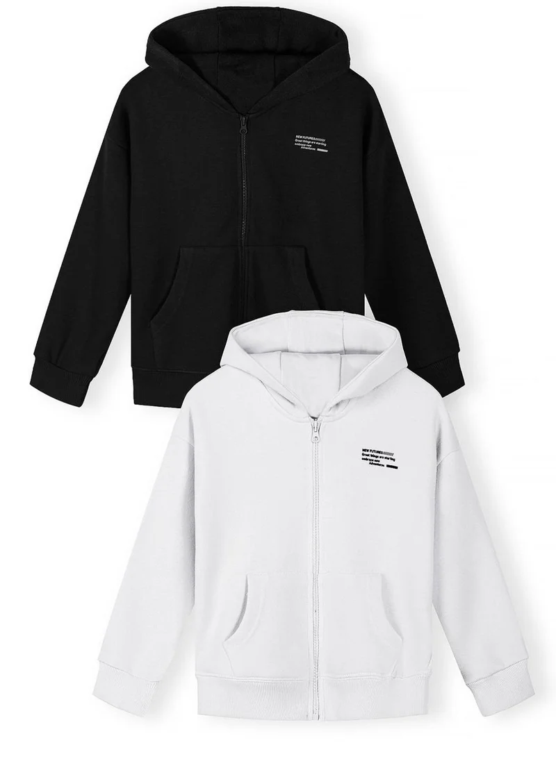 مينوتي Unisex 2-pack hooded sweatshirts black and white 3-15 years